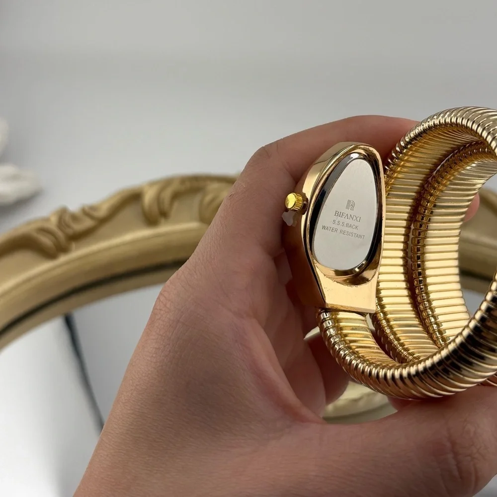 Serpenti Wrap Bracelet Watch – Gold Tone / Burgundy Dial ✨
